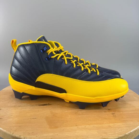 Mens 16 - Jordan 12 Savage 3 UM P 'University of Michigan' PE Football Cleats - Picture 1 of 8